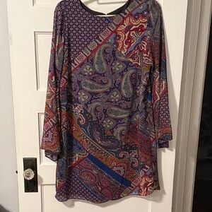 Chelsea & Theodore Multicolor Paisley Long Sleeve Dress